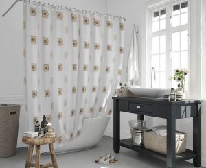 Banyo Perdesi 2x120x200 Çift Kanat Duş Perdesi Halka Hediyeli 6969