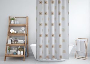Banyo Perdesi 2x120x200 Çift Kanat Duş Perdesi Halka Hediyeli 6969