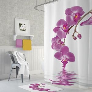 Banyo Perdesi 1x180x200 Tek Kanat Duş Perdesi Halka Hediyeli Duşakabin Perdesi Orchid