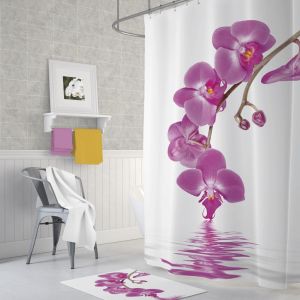 Banyo Perdesi 1x180x200 Tek Kanat Duş Perdesi Halka Hediyeli Duşakabin Perdesi Orchid