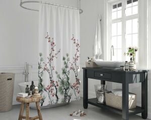 Banyo Perdesi 1x240x200 Tek Kanat Duş Perdesi Halka Hediyeli Duşakabin Perdesi 7766