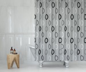 Banyo Perdesi 1x120x200 Tek Kanat Duş Perdesi Halka Hediyeli 5033 Gri