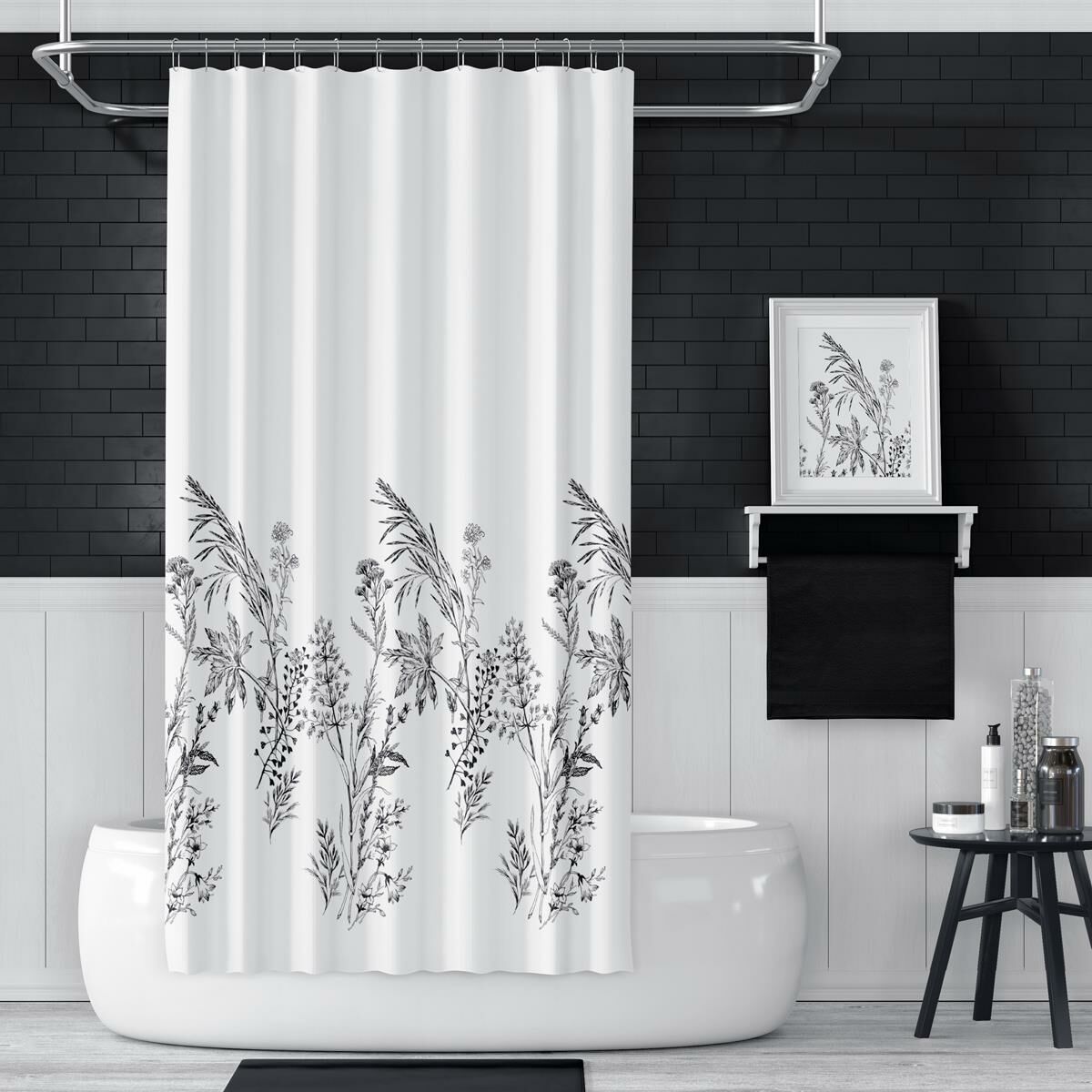 Banyo Perdesi 2x110x200 Çift Kanat Duş Perdesi Halka Hediyeli Duşakabin Perdesi 3389