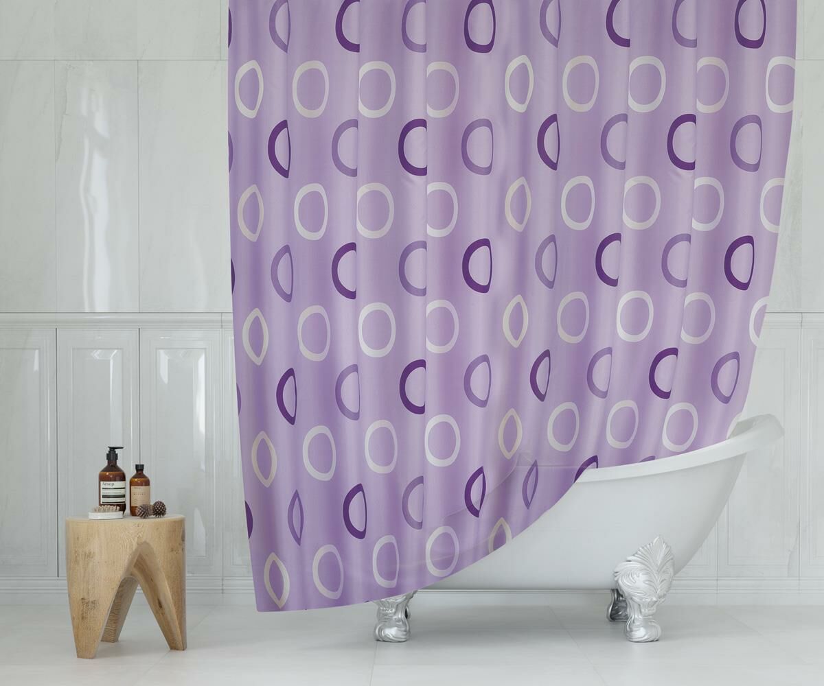 Banyo Perdesi 1x120x200 Tek Kanat Duş Perdesi Halka Hediyeli 5033 Lila Duşakabin Perdesi
