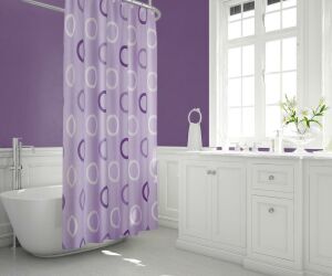 Banyo Perdesi 1x120x200 Tek Kanat Duş Perdesi Halka Hediyeli 5033 Lila Duşakabin Perdesi