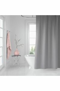 Banyo Perdesi Gri 1x180x200, Perde Borusu Askı Aparatı Köşe Boru Beyaz Hediyeli, Duş Perdesi Seti