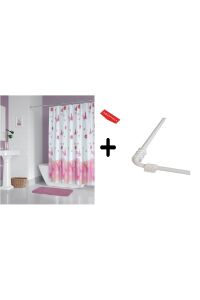 Zethome Banyo Perdesi 6020 1x180x200, Perde Borusu Askı Aparatı Köşe Boru Beyaz Hediyeli, Duş Perdesi Seti