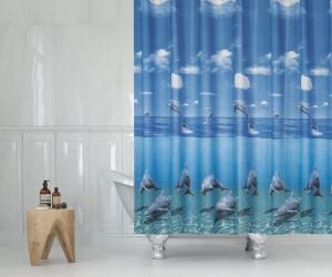 Banyo Perdesi 1x240x200 Tek Kanat Duş Perdesi Halka Hediyeli Duşakabin Perdesi 8852