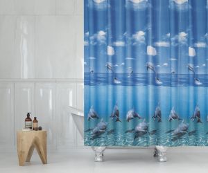 Banyo Perdesi 1x240x200 Tek Kanat Duş Perdesi Halka Hediyeli Duşakabin Perdesi 8852