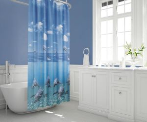 Banyo Perdesi 1x240x200 Tek Kanat Duş Perdesi Halka Hediyeli Duşakabin Perdesi 8852