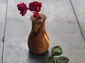 Zethome Zeytin Ağacı Ahşap Mini Vazo