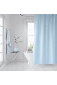 Banyo Perdesi Mavi 1x180x200, Perde Borusu Askı Aparatı Köşe Boru Beyaz Hediyeli, Duş Perdesi Seti