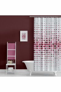 Banyo Perdesi Pembe 2x110x200, Perde Borusu Askı Aparatı Köşe Boru Beyaz Hediyeli, Duş Perdesi Seti