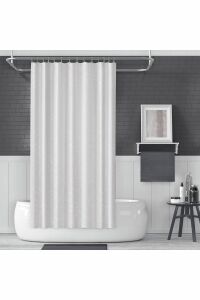 Banyo Perdesi 5026 2x110x200, Perde Borusu Askı Aparatı Köşe Boru Beyaz Hediyeli, Duş Perdesi Seti