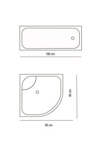 Banyo Perdesi 4910 2x110x200, Perde Borusu Askı Aparatı Köşe Boru Beyaz Hediyeli, Duş Perdesi Seti