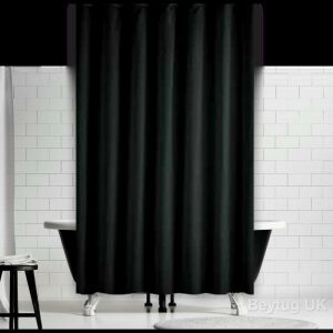 Banyo Perdesi 1x180x200 Tek Kanat Duş Perdesi Halka Hediyeli Duşakabin Perdesi 0010 Siyah