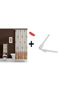 Banyo Perdesi 4860 2x110x200, Perde Borusu Askı Aparatı Köşe Boru Beyaz Hediyeli, Duş Perdesi Seti