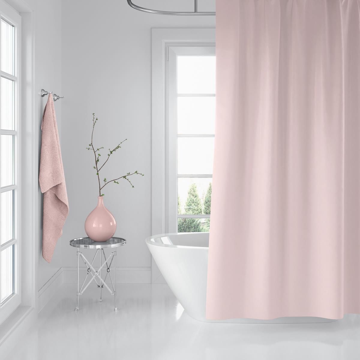 Banyo Perdesi 1x180x200 Tek Kanat Duş Perdesi Halka Hediyeli Duşakabin Perdesi 0010 Pudra