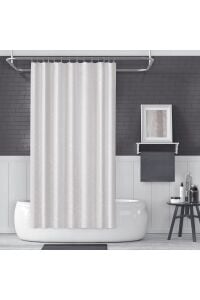 Banyo Perdesi 5026 1x180x200, Perde Borusu Askı Aparatı Köşe Boru Beyaz Hediyeli, Duş Perdesi Seti