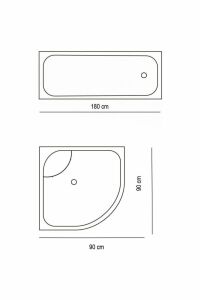 Banyo Perdesi 9889 1x180x200, Perde Borusu Askı Aparatı Köşe Boru Beyaz Hediyeli, Duş Perdesi Seti