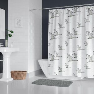 Banyo Perdesi 2x120x200 Çift Kanat Duş Perdesi Halka Hediyeli 6771