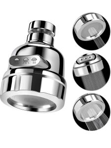 Zethome Su Tasarruflu 3 Fonksiyonlu Krom Mutfak Lavabo Başlığı 360 Derece Döner Ayarlanabilir