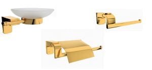F1 Serisi Gold Paslanmaz Duvara Monte Havluluk-Kağıtlık-Sabunluk- Seti