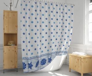 Banyo Perdesi 1x180x200 Tek Kanat Duş Perdesi Halka Hediyeli Duşakabin Perdesi 4910 Mavi