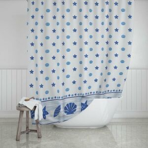 Banyo Perdesi 1x110x200 Tek Kanat Duş Perdesi Halka Hediyeli 4910 Mavi