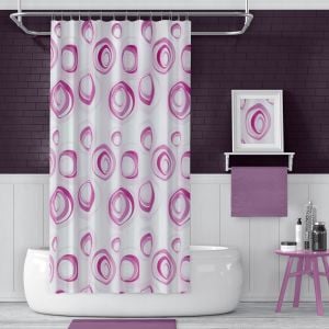 Zethome Evdy Banyo Duş Perdesi 4954 Pembe Tek Kanat 1x110x200