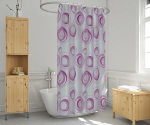 Banyo Perdesi 1x110x200 Tek Kanat Duş Perdesi Halka Hediyeli Duşakabin Perdesi 4954 Pembe