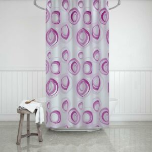 Banyo Perdesi 1x110x200 Tek Kanat Duş Perdesi Halka Hediyeli Duşakabin Perdesi 4954 Pembe