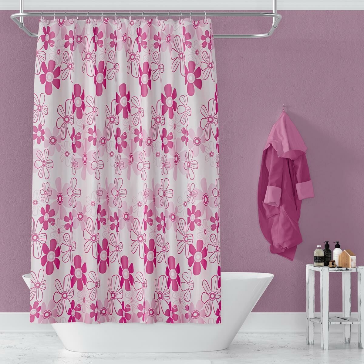 Banyo Perdesi 1x100x200 Tek Kanat Duş Perdesi Halka Hediyeli 2224