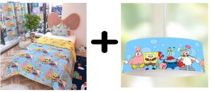 Zethome Sünger Bob Avize ve Çift Taraflı Çocuk Nevresim Takımı 160x220 cm Set