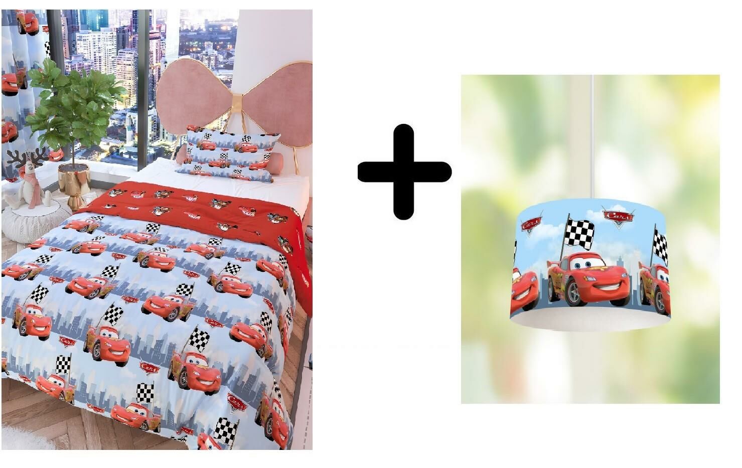 Zethome Şimşek McQueen Avize ve Çift Taraflı Çocuk Nevresim Takımı 160x220 cm Set