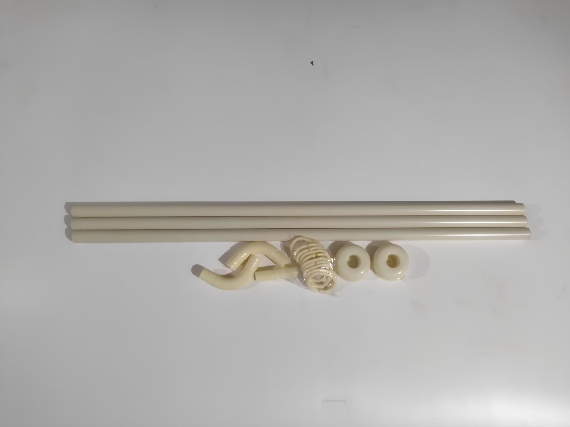 Banyo Perde Borusu Köşe Boru 90x3 Krem Duş Perde Borusu Perde Askısı Duş Borusu Metal