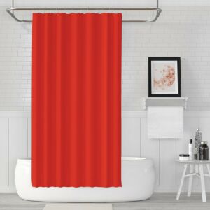 Banyo Perdesi 2x120x200 Çift Kanat Duş Perdesi Halka Hediyeli Duşakabin Perdesi 0010 Kırmızı