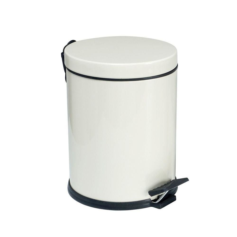 Paslanmaz Kapaklı Banyo Çöp Kovası Ofis Çöp Kovası 3 Lt Beyaz