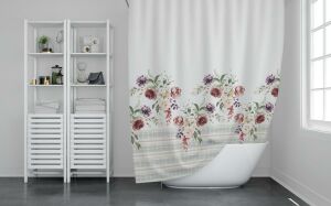 Banyo Perdesi 1x100x200 Tek Kanat Duş Perdesi Halka Hediyeli Duşakabin Perdesi 11237