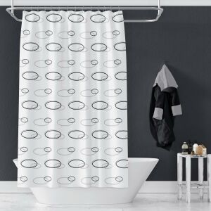 Banyo Perdesi 2x100x200 Çift Kanat Duş Perdesi Halka Hediyeli 2109