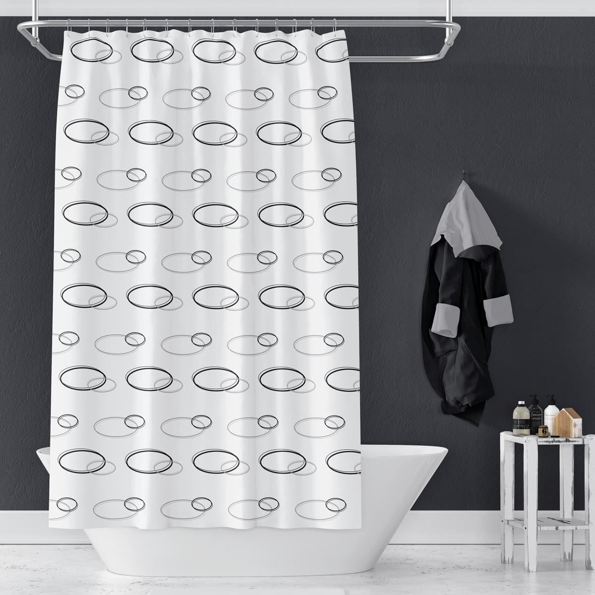 Banyo Perdesi 1x100x200 Tek Kanat Duş Perdesi Halka Hediyeli Duşakabin Perdesi  2109