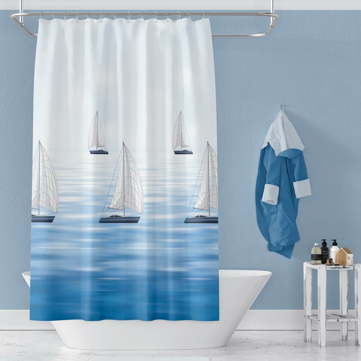 Banyo Perdesi 1x100x200 Tek Kanat Duş Perdesi Halka Hediyeli Duşakabin Perdesi 9889