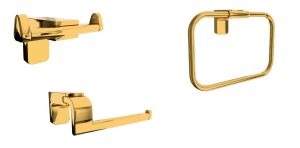 F1 Serisi Gold Paslanmaz Duvara Monte Kare Havluluk-Kağıtlık-Bornoz Seti