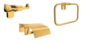 F1 Serisi Gold Paslanmaz Duvara Monte Kare Havluluk-K.Kağıtlık-Bornoz Seti