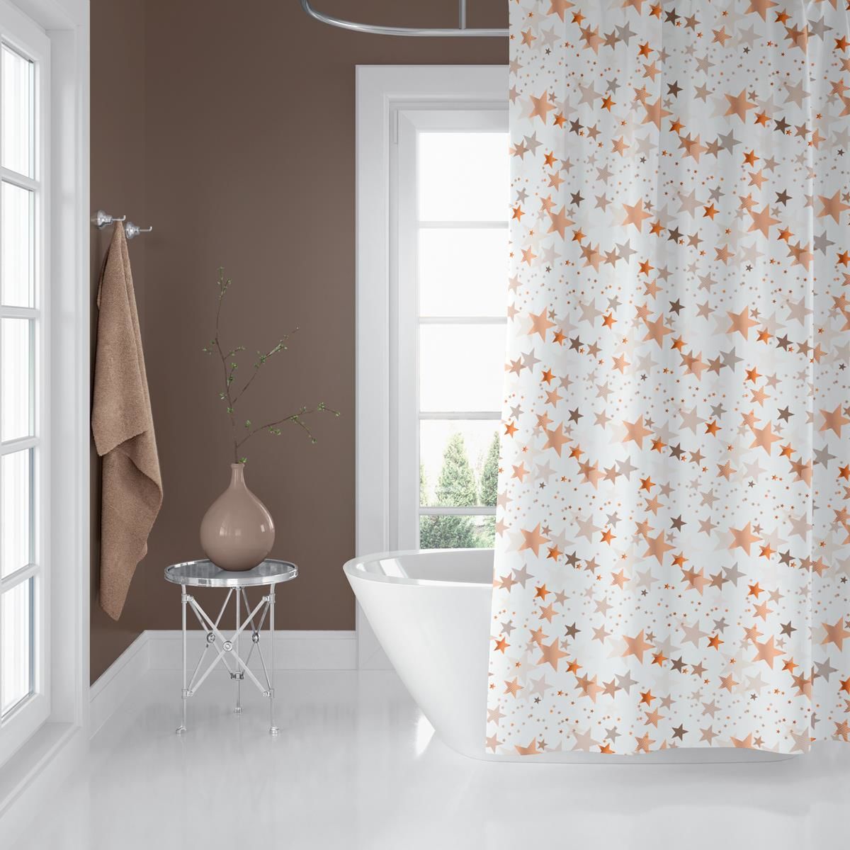 Banyo Perdesi 2x120x200 Çift Kanat Duş Perdesi Halka Hediyeli 6182