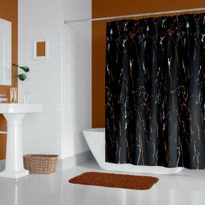 Banyo Perdesi 2x120x200 Çift Kanat Duş Perdesi Halka Hediyeli 6801
