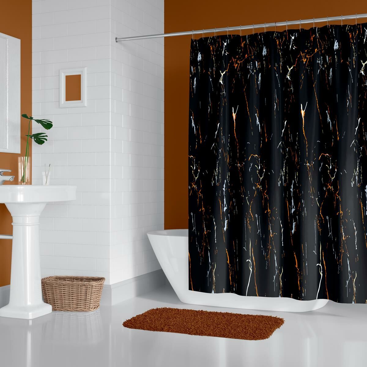 Banyo Perdesi 1x120x200 Tek Kanat Duş Perdesi Halka Hediyeli 6801