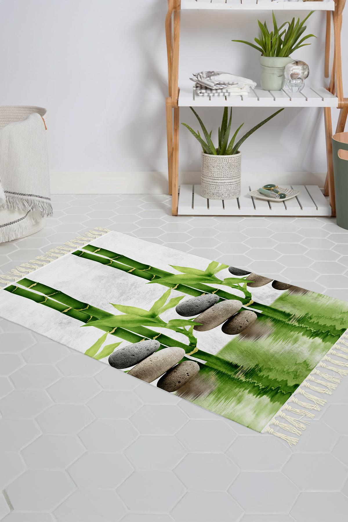 Banyo Halısı Dijital Baskılı Banyo Paspası 50x80 Polyester Kaymaz Tabanlı Duş Paspası 10056