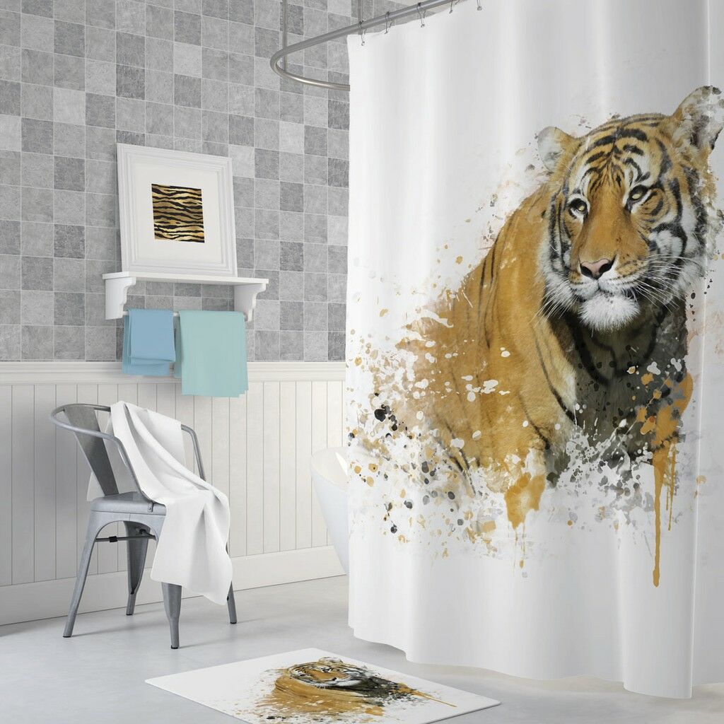 Zethome Tropik Tiger Banyo Duş Perdesi Tek Kanat 1x180x200