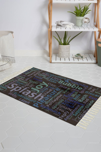 Banyo Halısı Dijital Baskılı Banyo Paspası 50x80 Polyester Kaymaz Tabanlı Duş Paspası World Cloud